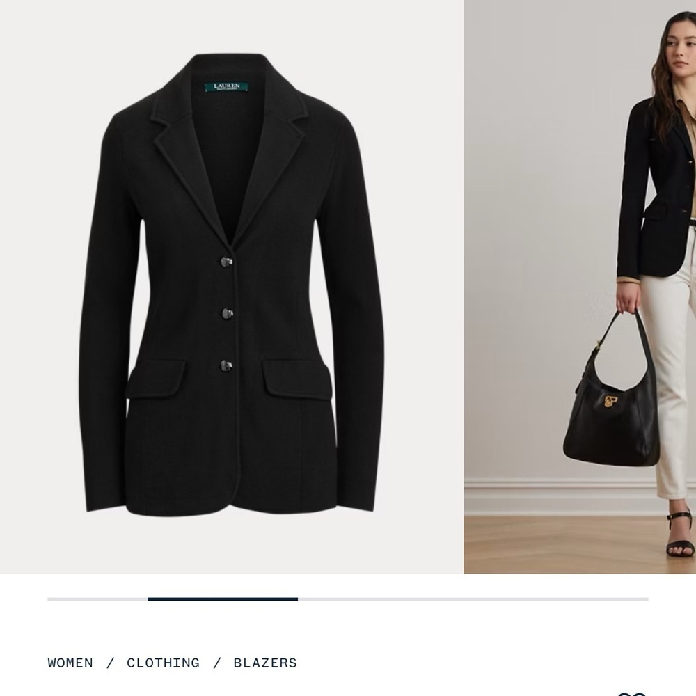 Ralph Lauren Women’s Cotton-Blend Sweater Blazer – Black, Size Large